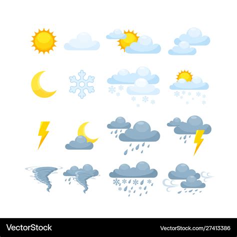 Weather condition sunny rainy cloudy Royalty Free Vector