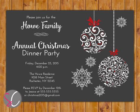 Annual Christmas Dinner Party Invite Celebration Holiday