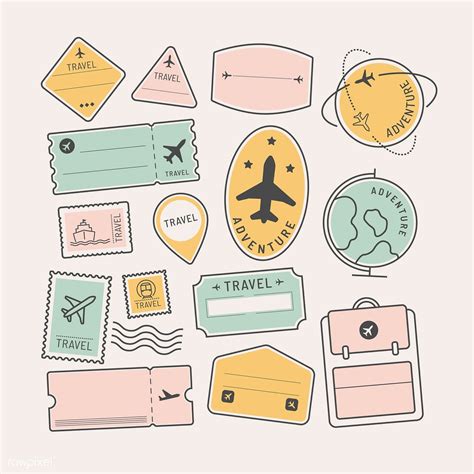 Travel stickers and badge set vector | premium image by rawpixel.com / Mon | Travel stickers ...