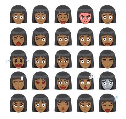 Black Girl Bob Hairstyle Emoticons Cartoon Vector Illustration Stock Illustration - Download ...