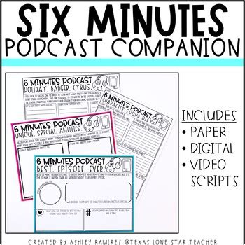 Six Minutes Podcast Companion by Texas Lone Star Teacher | TPT