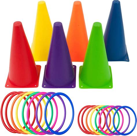 Amazon.com : OBTANIM 26 Pcs Plastic Cones Ring Toss Combo Set Outdoor ...