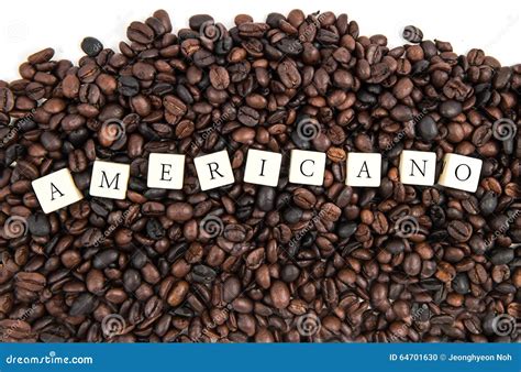 AMERICANO White Cube Text and Coffee Beans Background Stock Photo ...