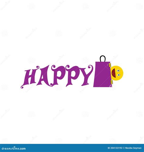 Happy Logo Template, Illustration, White Background Stock Vector ...