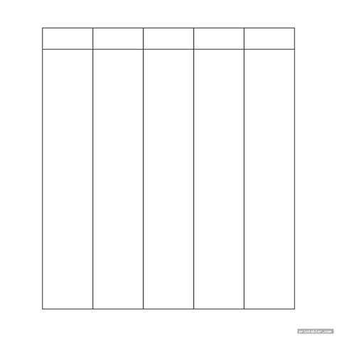 Blank 5 Column Chart Template