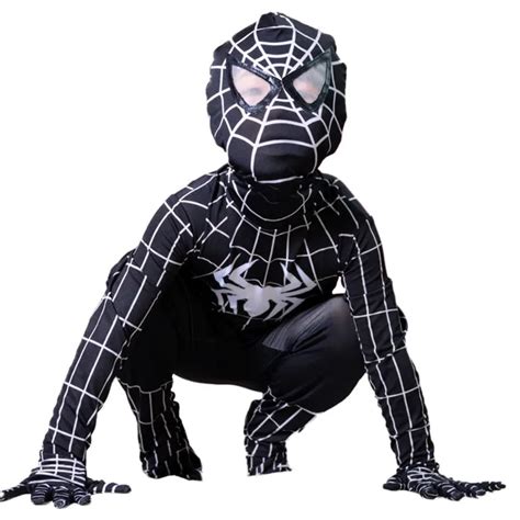 Kids Black Spiderman costume Halloween costumes for kids superHero spider man Cosplay Spandex ...