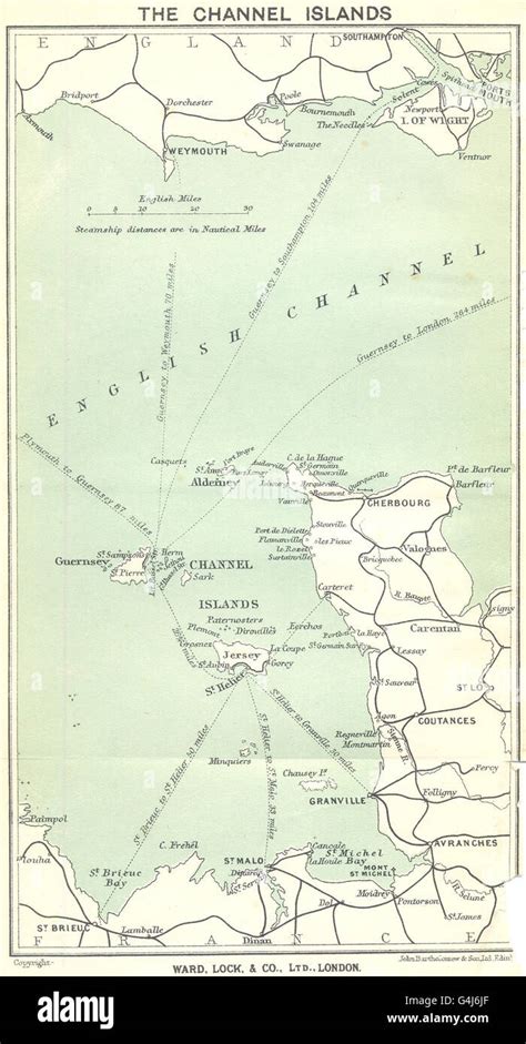 CHANNEL ISLANDS: Jersey Guernsey Sark Cotentin peninsula. WARD LOCK, 1925 map Stock Photo - Alamy