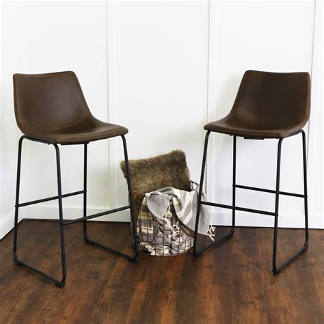 Wasatch Faux Leather Bar Stools (Set of 2) - Brown by Walker Edison