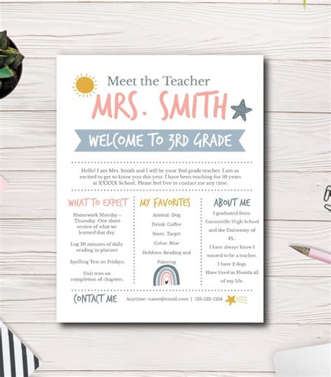 Editable Meet the Teacher Flyer Template, About the Teacher Flyer, Back ...