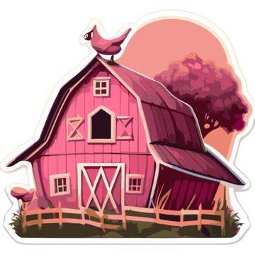 Pink Barn Sticker Vector Clipart, Barn Clipart, Sticker Clipart, Pink Barn PNG and Vector with ...