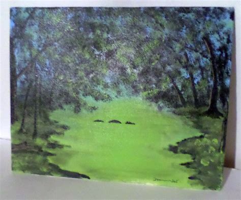 Alligator Swamp Painting Acrylic Swamp Painting Mossy