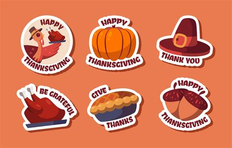 Thanksgiving Celebration Sticker Collection 4320070 Vector Art at Vecteezy