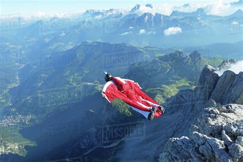 Wingsuit Flying Off A Cliff