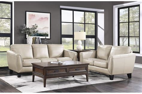 9460BE Homelegance Spivey Beige Leather Sofa Set Collection