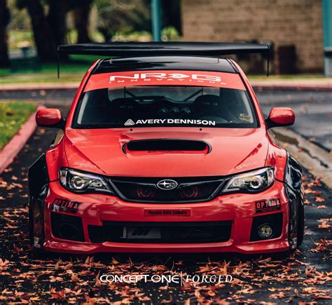 Heavily Modified Custom Red Subaru WRX on Forged Rims Subaru Wrx Hatchback, Subaru Wrx Wagon ...