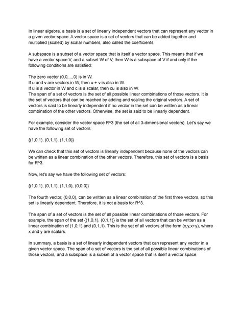 MATH240 -Span Subspaces Basis - In linear algebra, a basis is a set of ...