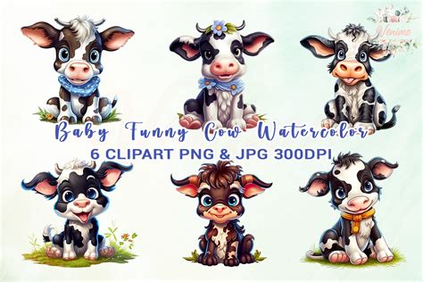 Cow Watercolor Clipart Graphic by Venime · Creative Fabrica