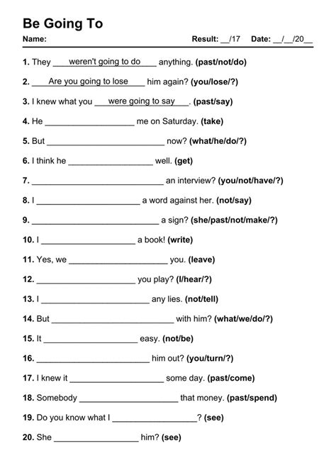 101 Be Going To PDF Worksheets with Answers [2026 Exercises] - Grammarism