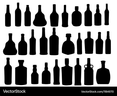 Silhouette alcohol bottle Royalty Free Vector Image