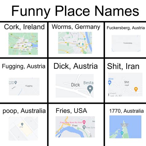 A list of 9 funny place names i found : r/DrewDurnil