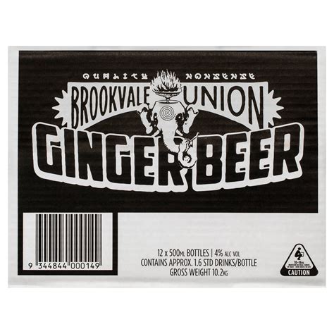 Brookvale Union Ginger Beer Case 12 x 500mL Bottles | Buy Beer ...