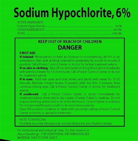 Sodium Hypochlorite Corrosion Chart