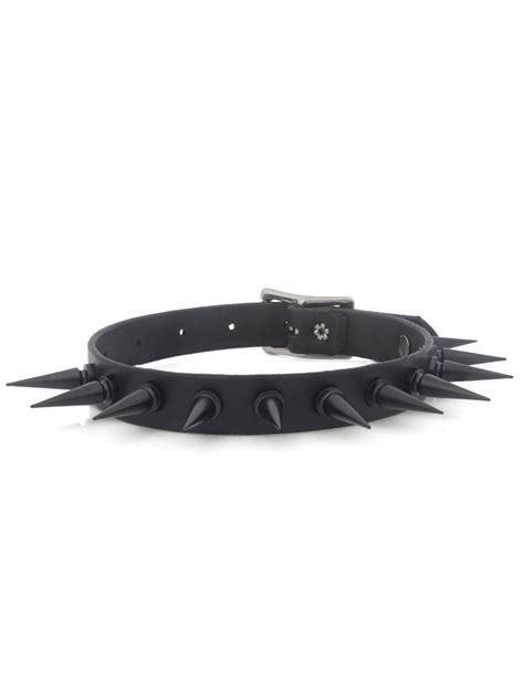 Leather Choker with Large Black Spikes