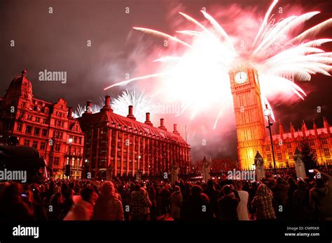 2012, Fireworks over Big Ben at midnight Stock Photo - Alamy