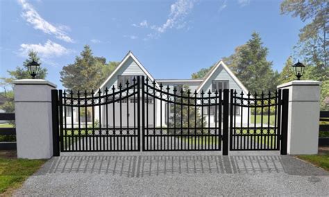 Dual Swing Driveway Steel Gate with 4 ft Pedestrian Gate - Moscow Style - DMV Gates & Security