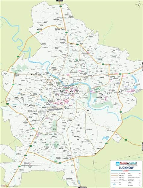 Lucknow City Map (48"W X 63"H) - 2019 Edition : Amazon.in: Office Products