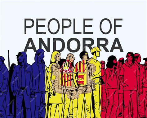 Premium Vector | People of andorra with flag silhouette of many people gathering idea