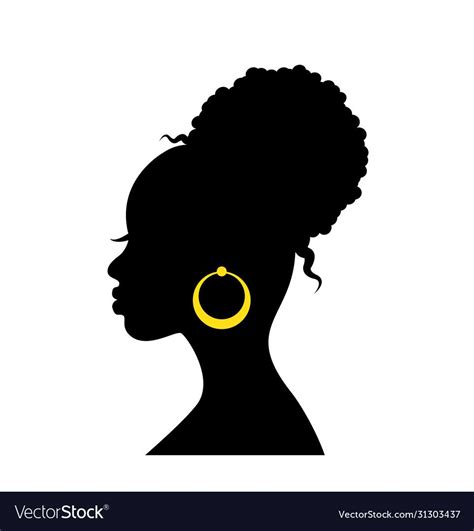 Black silhouette head an african woman vector image on VectorStock in ...