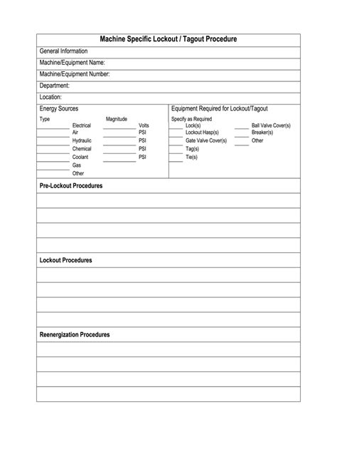 Lockout Tagout Procedure Template Excel 2020-2022 - Fill and Sign ...