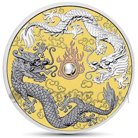 Dragon & Dragon 1 AUD 2019 - Precious Metals/Gold Background Coin - Modern numismatic coins ...