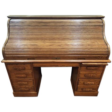 Oak Crest Roll Top Desk - AptDeco