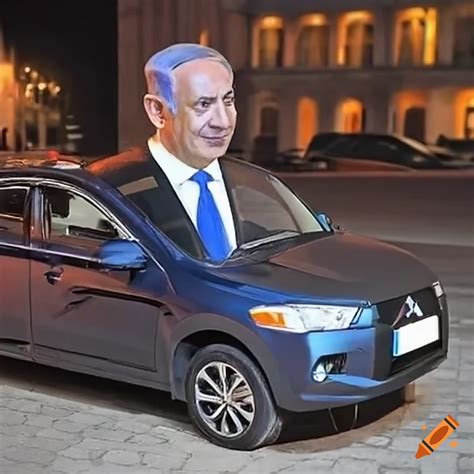 Meme of benjamin netanyahu and a mitsubishi car on Craiyon