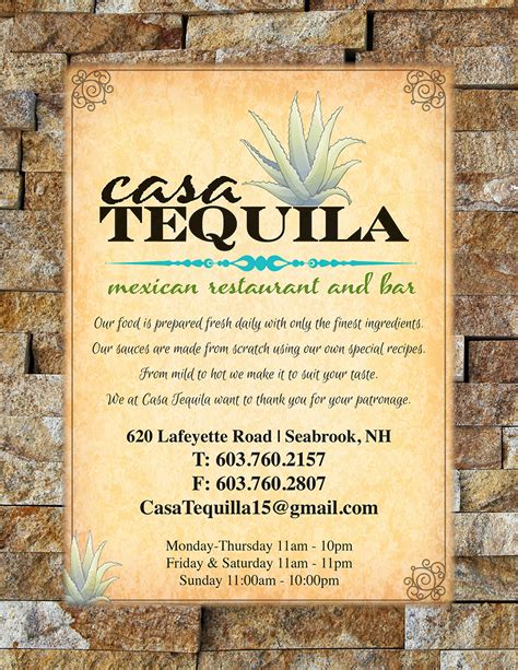 Menu - Casa Tequila - Authentic Mexican Food in Seabrook, NH