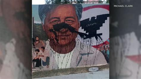 Cesar Chavez mural in San Fernando cleaned after being vandalized - ABC7 Los Angeles