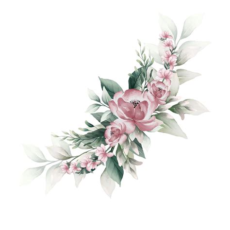 Bouquet of pink watercolor flowers 13855181 PNG