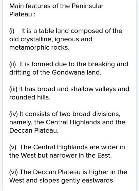 Explain any five major features of the Peninsular Plateau - Brainly.in