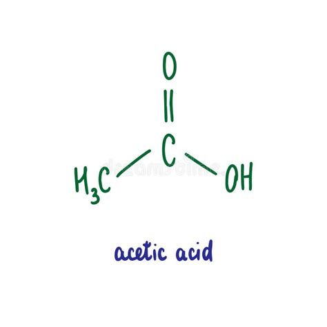 Acetic Acid Hand Drawn Vector Formula Chemical Structure Lettering Blue Green Stock Vector ...