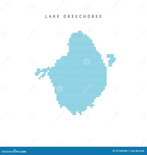 Vector Blue Wave Pattern Map of Lake Okeechobee. Wavy Line Pattern Silhouette of Lake Okeechobee ...