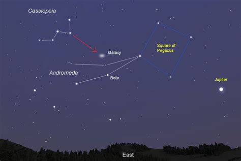 To find the Andromeda Galaxy, start with the familiar W of Cassiopeia ...