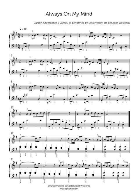 Elvis Presley – “Always On My Mind” piano arrangement