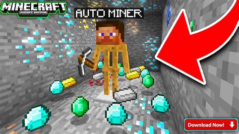 √auto miner mod for minecraft pe |Mining machine in Minecraft PE 1.17 - YouTube