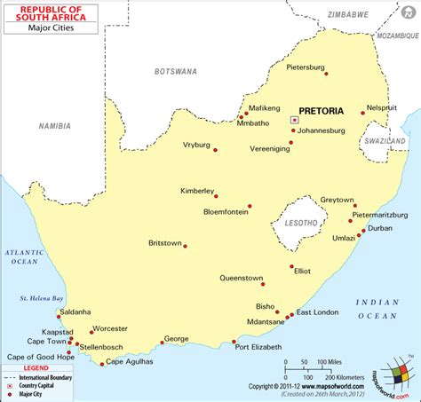 Cities in South Africa, South Africa Cities Map