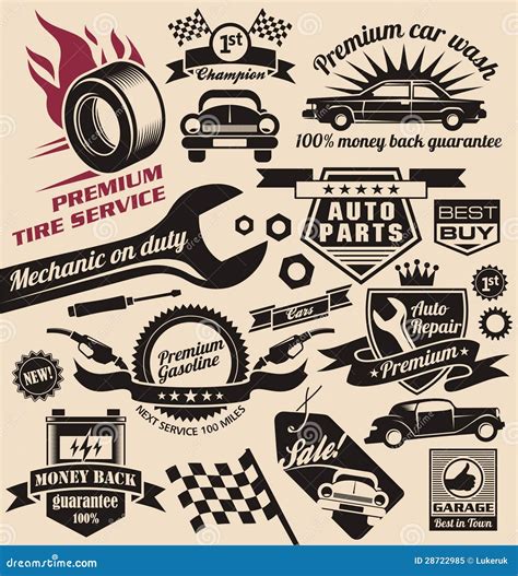 Vector Set Of Vintage Car Symbols And Logos | CartoonDealer.com #28722985