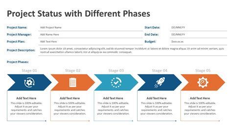 Project Status with Different Phases Report PowerPoint Template