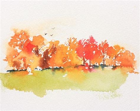 Items similar to Trees in Autumn original watercolour painting 8 x 10 inches on Etsy