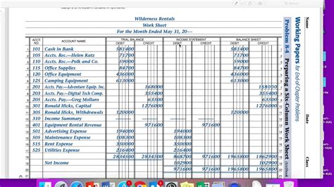 Six Column Worksheet - YouTube